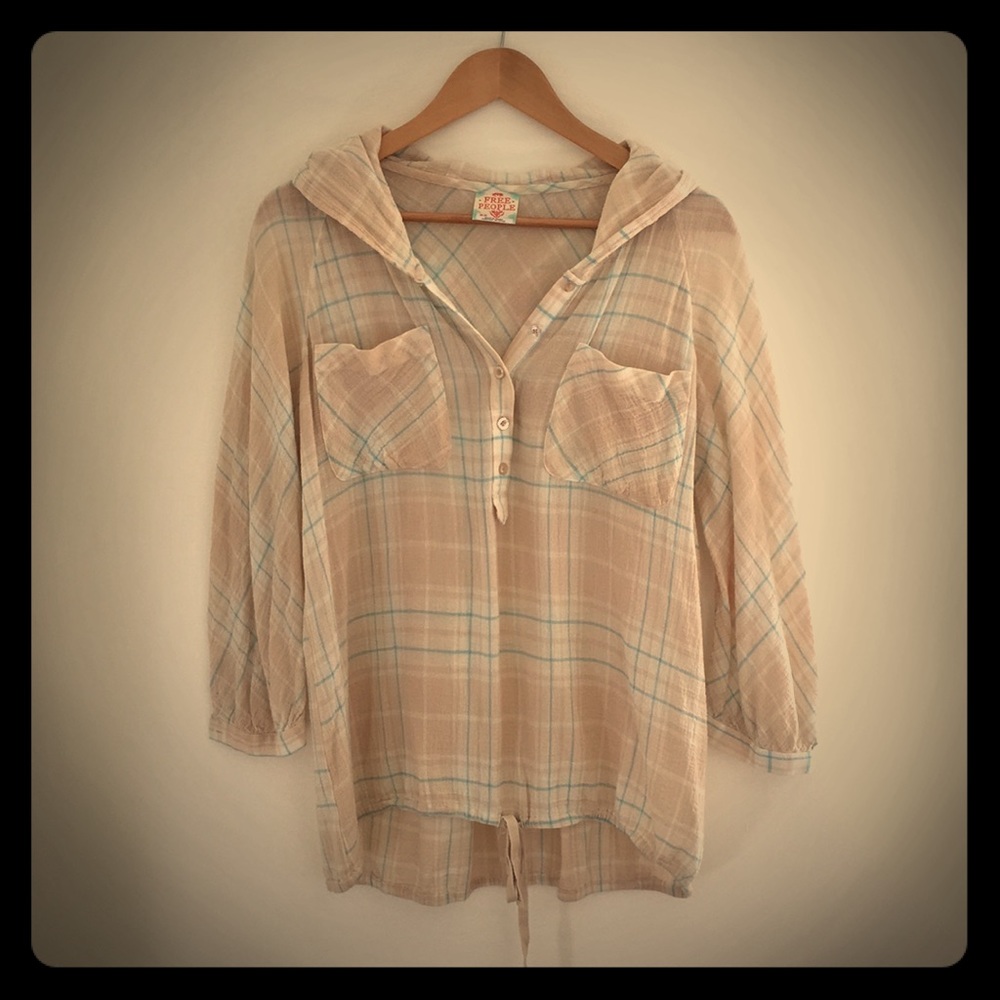 Free People hooded printed gauze top